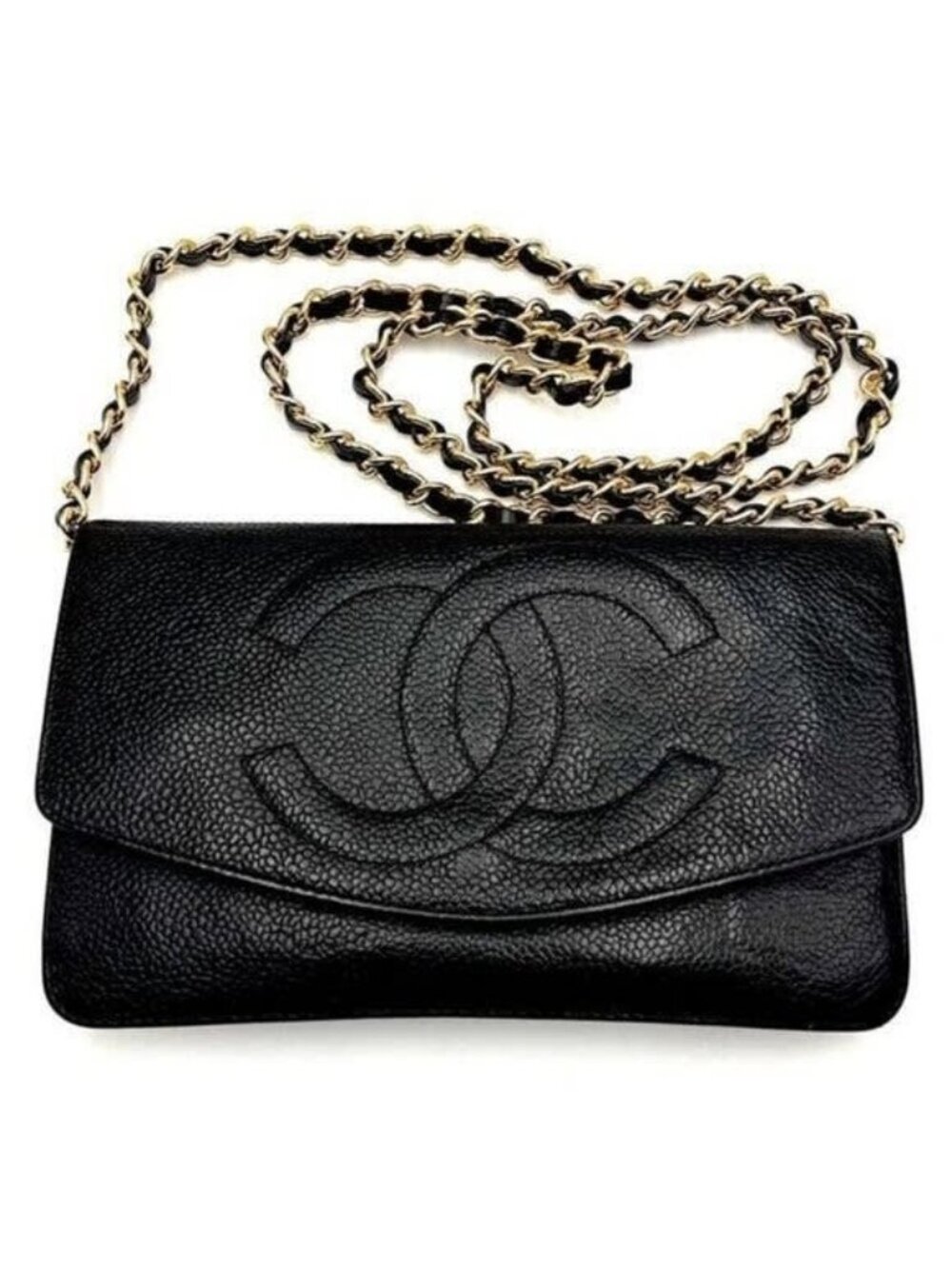Chanel CC Classic Timeless Caviar Flap Wallet on Chain Purse Black Bag - Picture 4 of 10